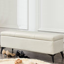 Cassapanca Contenitore Ecopelle Divano Panca Pouf con Piedini in Metallo Beige-1