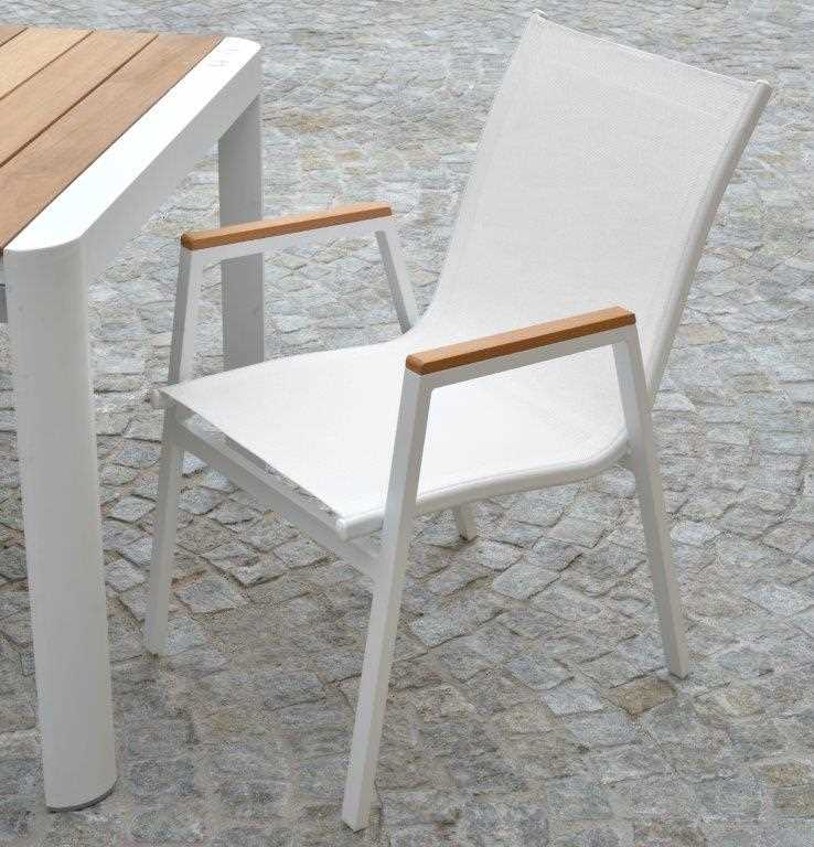 Sedia da Giardino 53x65xh87 cm in Alluminio Idaho Plus Bianco-2