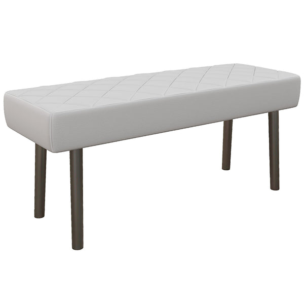 online Panca Fondo Letto 100x35x45 cm in Finta Pelle Trapuntata e Gambe in Acciaio Grigio