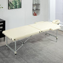 Lettino Massaggi Portatile Pieghevole 185x70x59-84 cm in Alluminio e Similpelle Bianco-2