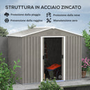 Casetta Box da Giardino con Doppia Porta Scorrevole 236x174x190 cm in Lamiera di Acciaio Grigio  -4