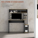 Scrivania Moderna con Ripiani e Supporto per CPU 114x45x138 cm in Legno Grigio e Legno Naturale-4