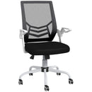 Sedia Operativa Ergonomica Altezza regolabile 94-104 cm Tessuto Effetto Lino Bianco e Nero -1