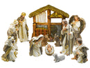 Presepe Natività 12 Pezzi 30 cm con Capanna Bianco -1