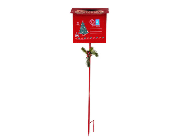 sconto Cassetta Posta Babbo Natale da Giardino 24x8x90h cm Rosso