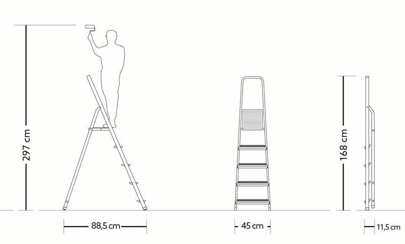 Scaletto Scala Richiudibile 5 Gradini Portata Max 125 Kg in Alluminio-6