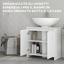 Mobile Sottolavello da Bagno 60x30x60cm 2 Ante Decorate Bianco  -5