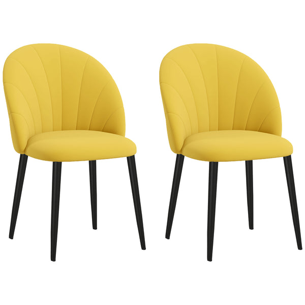 Set 2 Sedie Design Nordico 52x54x79 cm Tessuto Effetto Velluto Giallo prezzo