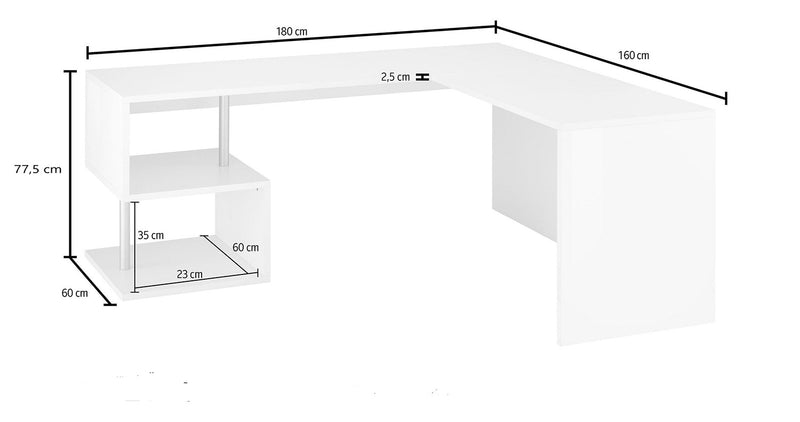 Scrivania Angolare 180/160x60x77,5cm cm Esse Ardesia-3