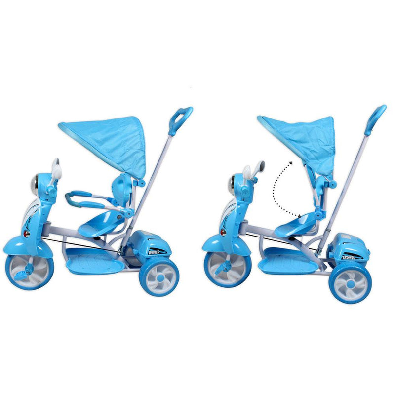 Moto Triciclo a Spinta Seggiolino Reversibile per Bambini Kid Go Azzurro Seconda Scelta-7