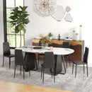 Set 6 Sedie da Pranzo Moderne Schienale Alto Cuciture a Diamante 41x50x97 cm Nero  -8