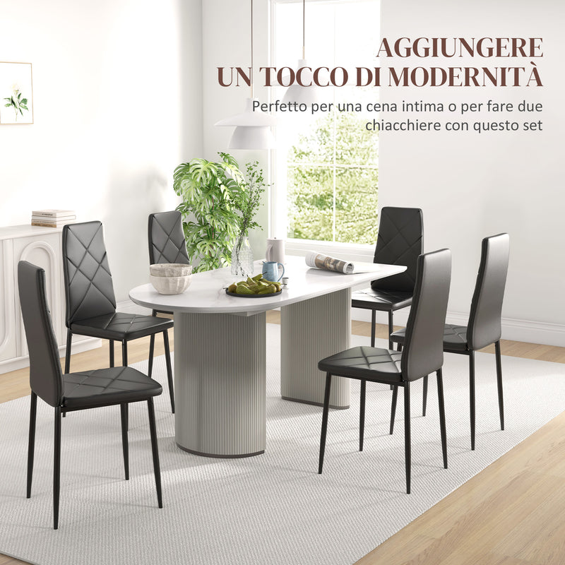 Set 6 Sedie da Pranzo Moderne Schienale Alto Cuciture a Diamante 41x50x97 cm Nero  -4