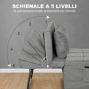 Pouf Letto Pieghevole Multiuso 4 in 1 con Schienale Reclinabile a 5 Livelli Grigio-5