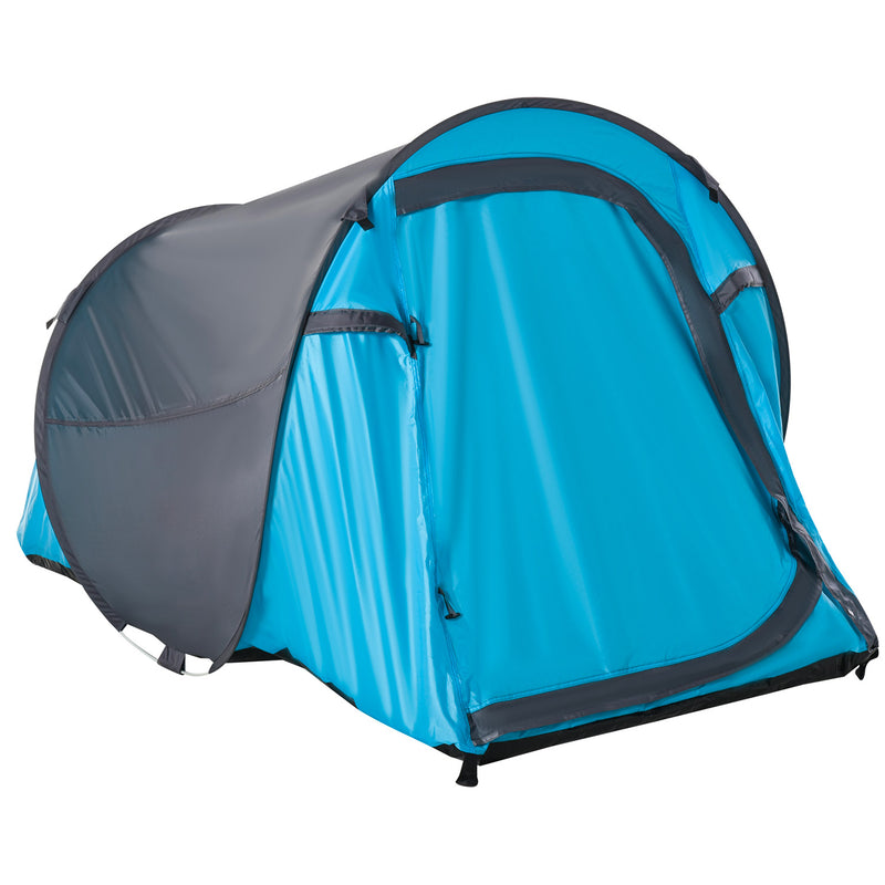 Tenda da Campeggio a Cupola con 2 Finestre e Design Pop-Up a Igloo 220x108x110 cm in Poliestere Blu-1