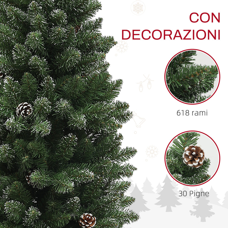 Albero di Natale Artificiale 180 cm 618 Rami con Pigne Verde -5