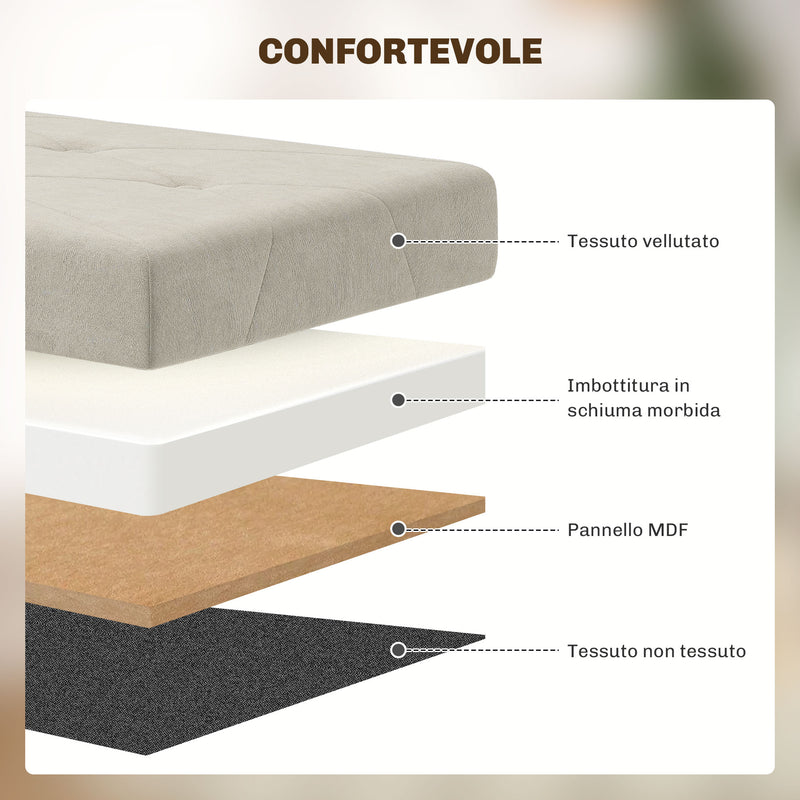 Panca Contenitore Pieghevole 67L 76x38x38cm Rivestimento Effetto Velluto Bianco Crema-5