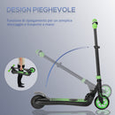 Monopattino Elettrico Pieghevole per Bambini Altezza Regolabile 75-80 cm Nero e Verde  -6