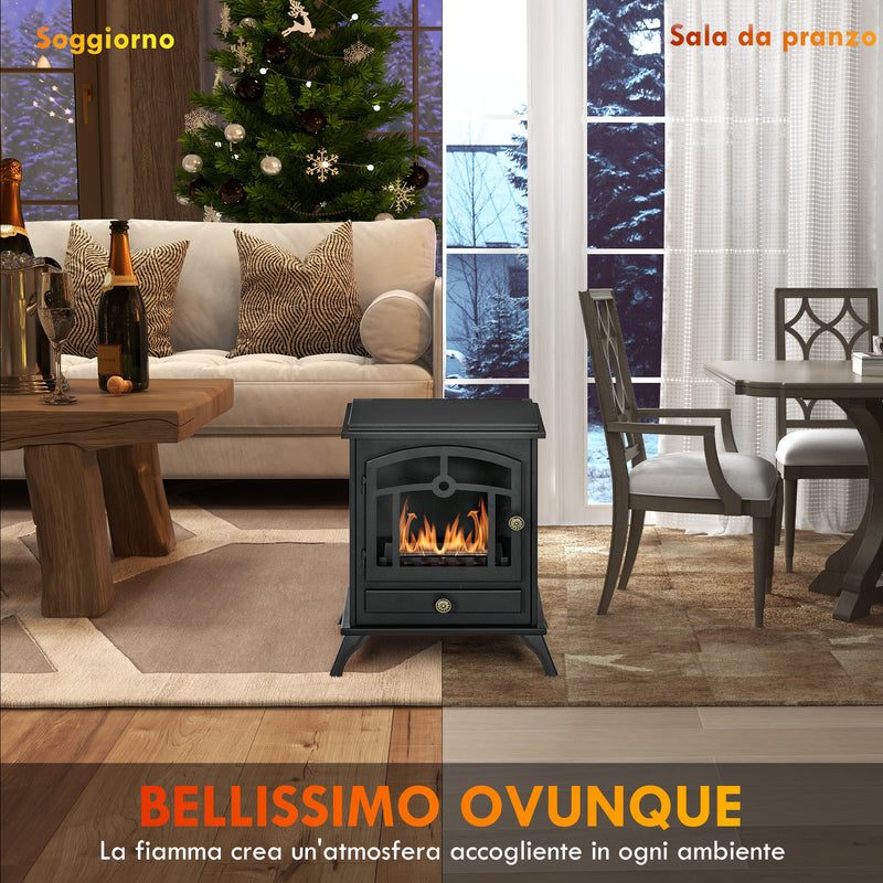 Camino a Bioetanolo da Pavimento Stile Classico 45x28x54 cm Bruciatore da 1,2L in Acciaio Nero-6