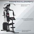 Stazione Fitness con Seduta e Schienale Imbottiti 135x103x210 cm in Acciaio e PU Nero-6