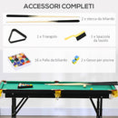 Tavolo da Biliardo ad Altezza Regolabile con Accessori 140x60x55-75 cm in MDF e Acciaio Verde-6