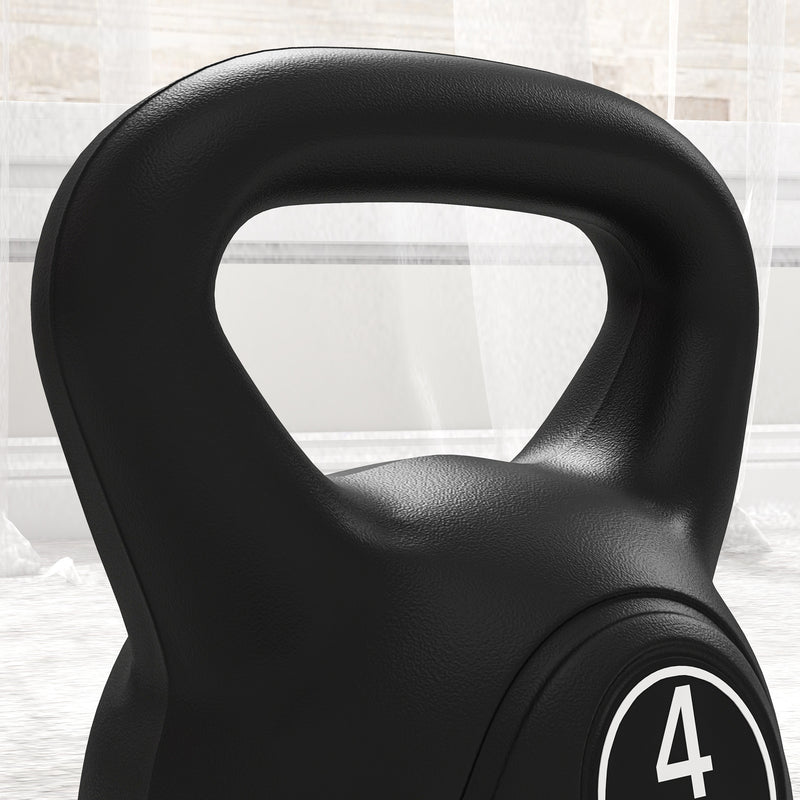 Kettlebell per Allenamento 4 kg in Plastica e Sabbia Nero  -9