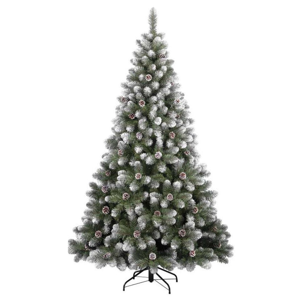 acquista Albero di Natale Artificiale alto 150cm con 361 rami addobbato con punte innevate e pigne