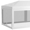 Gazebo da Giardino per Feste con 6 Pareti Rimovibili a Zanzariera 582x295x255cm Bianco-8