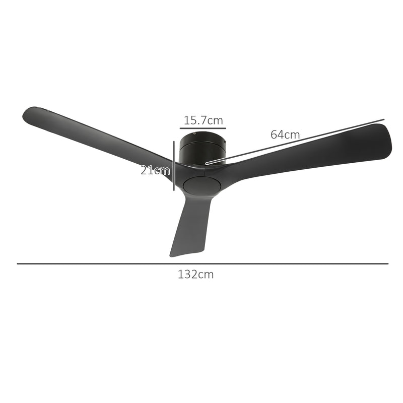 Ventilatore da Soffitto Reversibile a 3 Pale con 6 Velocità Ø132 cm Timer fino 8 Ore e Telecomando Nero-3