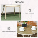 Set Tavolino con Piano in Vetro e 2 Poltrone da Giardino in Rattan PE Acciaio e Poliestere Khaki-7