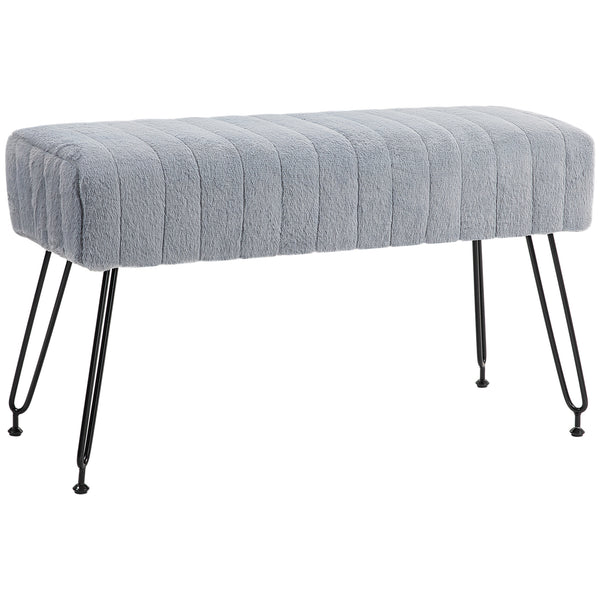 prezzo Panca Fondo Letto Imbottita 82x30x47 cm Pelliccia Sintetica Grigia