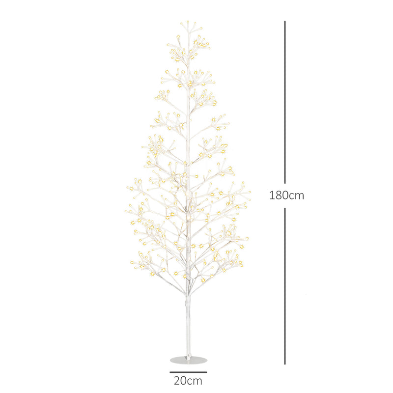 Albero di Natale Artificiale 180 cm 384 Luci LED Bianche per Interni ed Esterni al Coperto Bianco -3