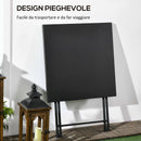 Tavolino da Esterni Pieghevole con Piedini Antiscivolo 60x60x71 cm in Acciaio Nero-4