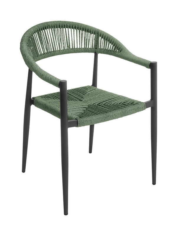 Sedia  da Giardino 56x78x59 cm Milano con Corda Sintetica e Allumino Antracite e Verde prezzo