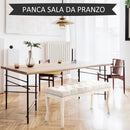 Panca Fondoletto Vintage Trapuntata a Bottoni 110x40x48 cm Tessuto Effetto Lino Beige -6