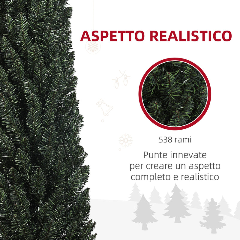 Albero di Natale Artificiale 225 cm 538 Rami Slim Salvaspazio Verde-5