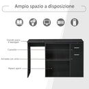 Scrivania Angolare da Ufficio 2 Cassetti e 2 Ripiani 117x82x74 cm in Legno Nero -6