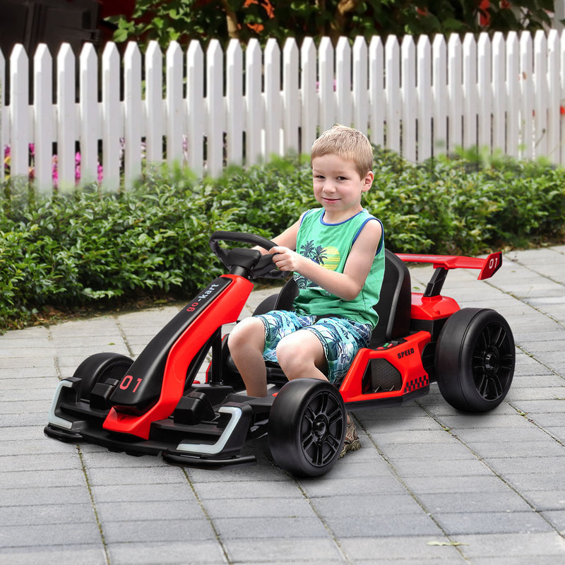 Go Kart Elettrico per Bambini 24V 12km/h con Seggiolino Regolabile Rosso  -2