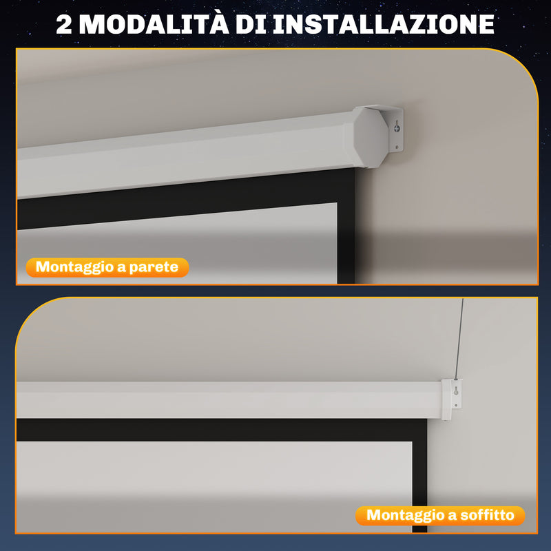 Telo Proiettore 92" Formato 1:1 Motorizzato 189,5x8x189,5 cm Bianco -8