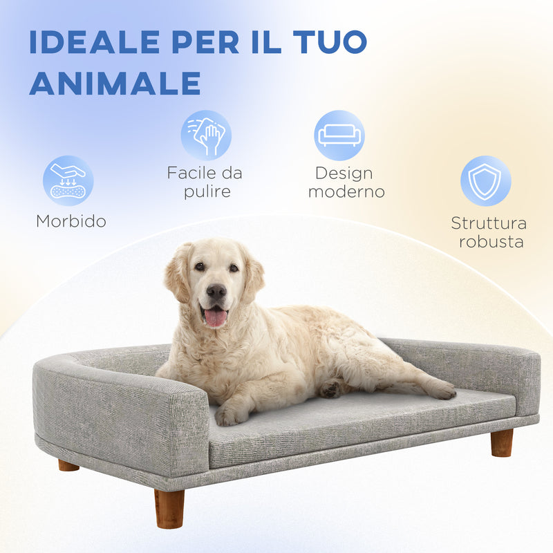 Cuccia per Cani di Taglia Grande Divano con Cuscino Sfoderabile 98x67x25 cm Grigio  -7