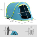 Tenda da Campeggio Pop Up Impermeabile con Accessori e Borsa di Trasporto 245x148x105 cm in Poliestere Blu-3