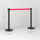 2 Colonnine Tendinastro di 2 m in Acciaio Inox Nero  Ø32x90 cm Nastro Rosso-3