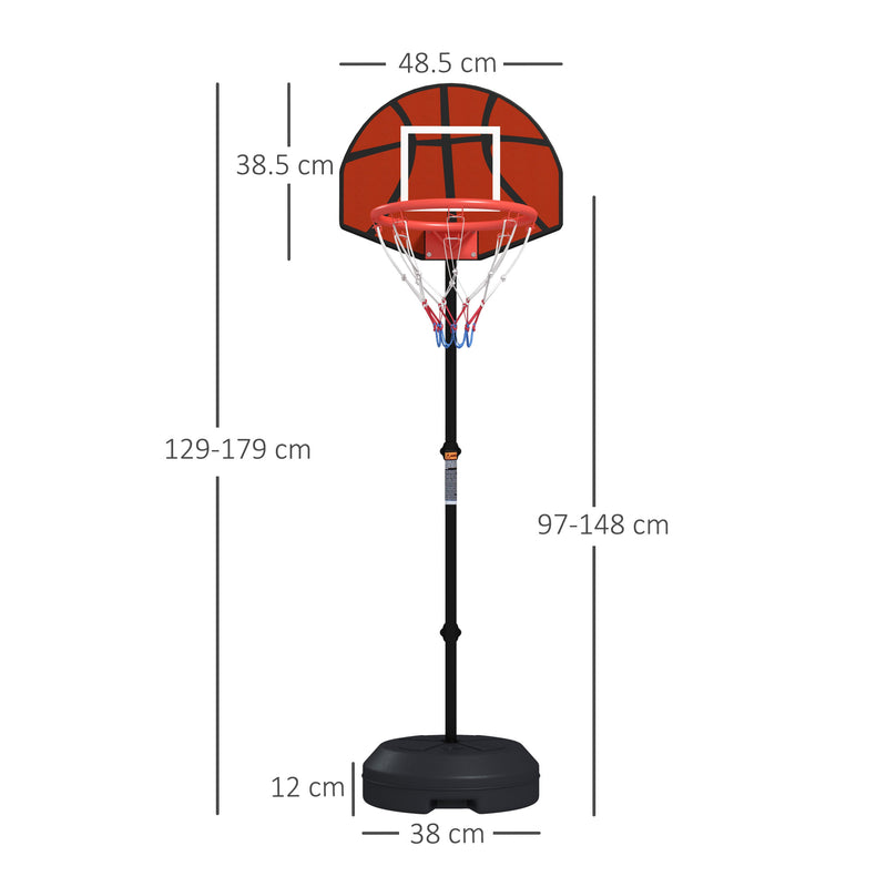 Canestro Basket con Bersaglio Freccette 2 in 1 38,5x48,5x179 cm in Acciaio e PE Nero e Marrone-3