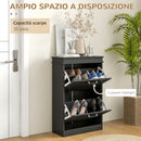 Scarpiera Salvaspazio Design Moderno 2 Cassetti Ribaltabili 54x24x82,5 cm Nero -4