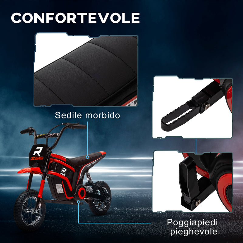 Moto Elettrica per Bambini con Acceleratore Manuale 2 Velocità 8-16km/h Rosso  -9