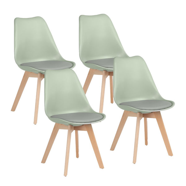 Set 4 sedie 53,5x48,5x83 cm Gambe in Legno Candice Verde Chiaro prezzo