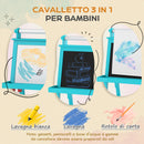 Lavagna per Bambini 3 in 1 con Cavalletto 59x48x118 cm Blu -4