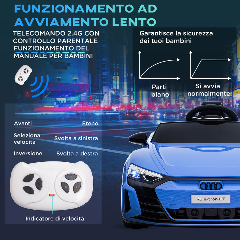 Macchina Elettrica per Bambini Licenza Audi RS con Telecomando Blu e Nero  -6