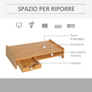 Supporto Monitor con Spazio per Mouse e Tastiera e Ripiano con Cubo Portaoggetti 49x25,5x11,5 cm in Bambù -5