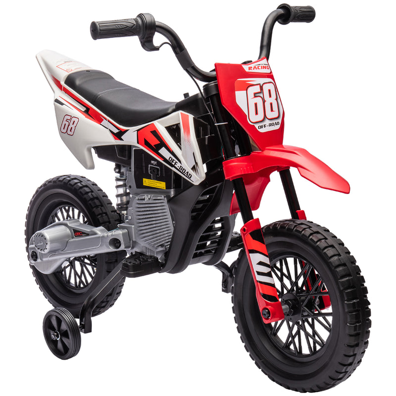 Moto Elettrica per Bambini con Rotelle e Indicatore di Carica Rosso  -1