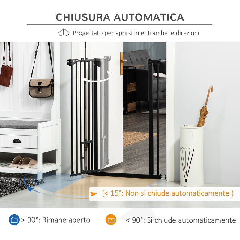 Cancelletto di Sicurezza Alto con Porta Piccola e Chiusura Automatica 74-80x104 cm Nero -5